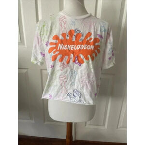 Nickelodeon Junior Womens Cropped T Shirt Large Cartoon Retro 90s Childhood TV